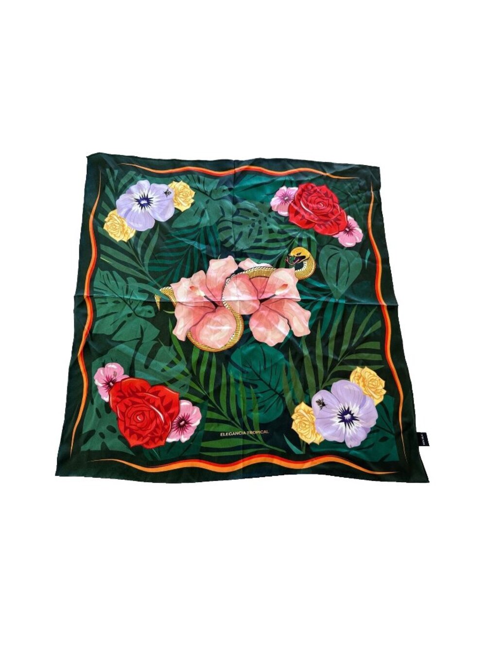 Anthropologie Elegancia Tropical Jungle Notte Silk Scarf 21x21
